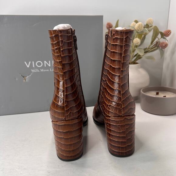Vionic Harper Croc Leather Boot Arch Support Brown Women’s 9 NWB Comfort Shoe - Picture 4 of 10